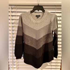 I.N. Studio Gray and Black Cotton Blend Sweater PM Neutral